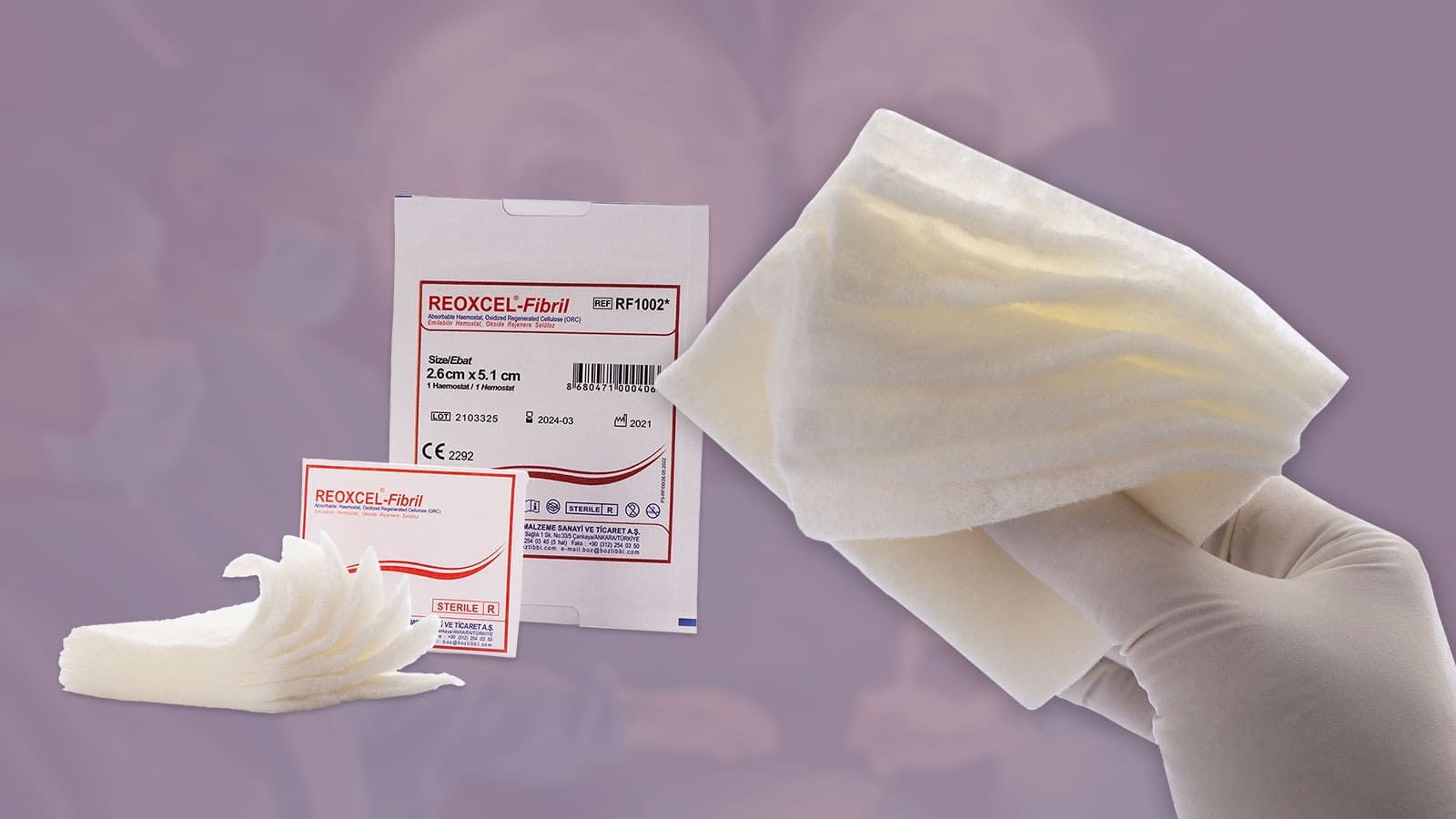 Fibrous and 7-layered Reoxcel Fibril haemostat is suitable for using on sensitive tissues and the layers can be separated based on the intensity of bleeding.