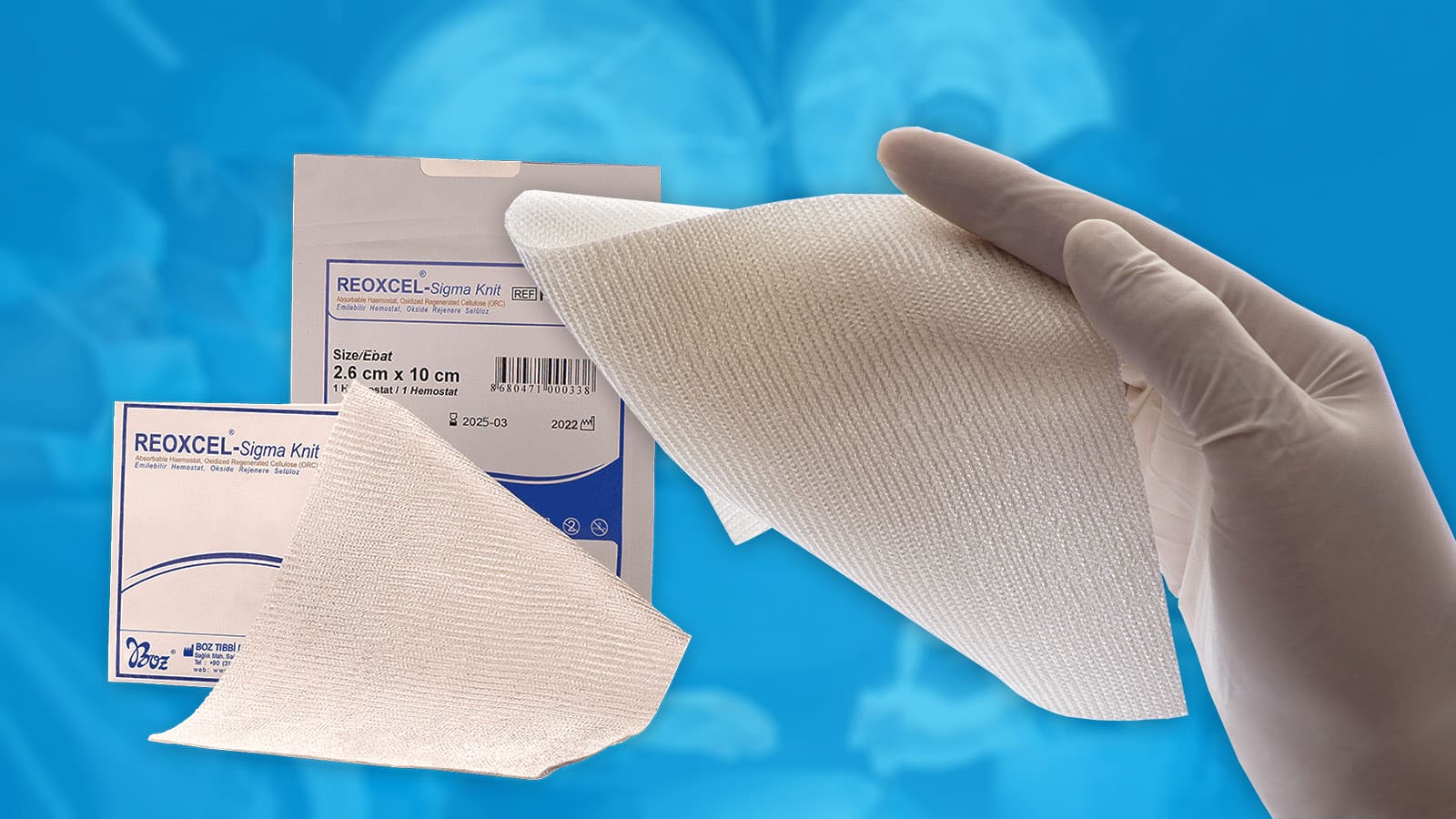 Los hemostáticos absorbibles Reoxcel Sigma Knit se pueden colocar, hacer presión sobre ellos, cerrar o suturar fácilmente sobre superficies hemorrágicas.