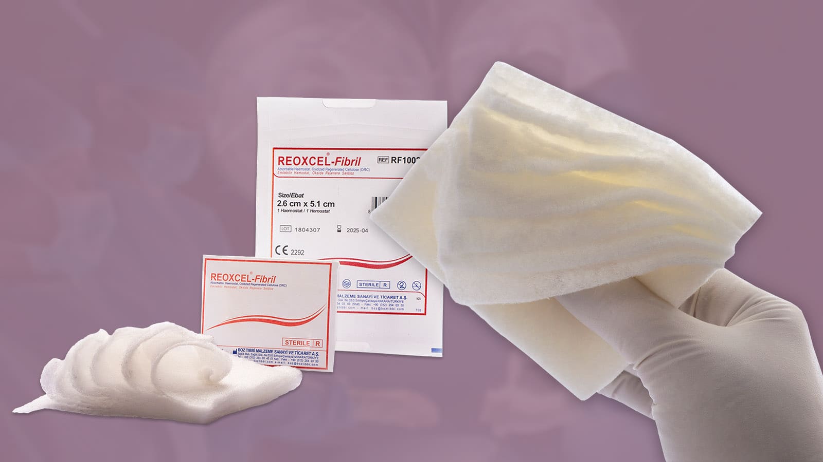 Los hemostáticos absorbibles Reoxcel Fibril se pueden colocar, hacer presión sobre ellos, cerrar o suturar fácilmente sobre superficies hemorrágicas.